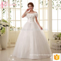 Elegant off-shoulder lace appliques cheap ball gown plus size wedding dress